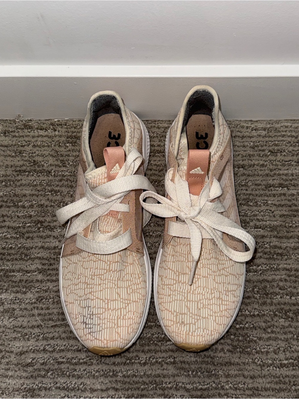 Adidas Women's Beige and Pink Athletic Running Sneakers - Picture 9 of 9